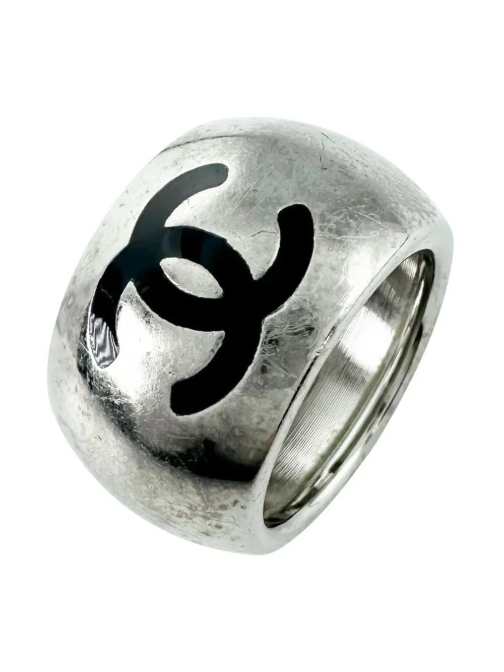 Chanel Ring Silver CC Logo